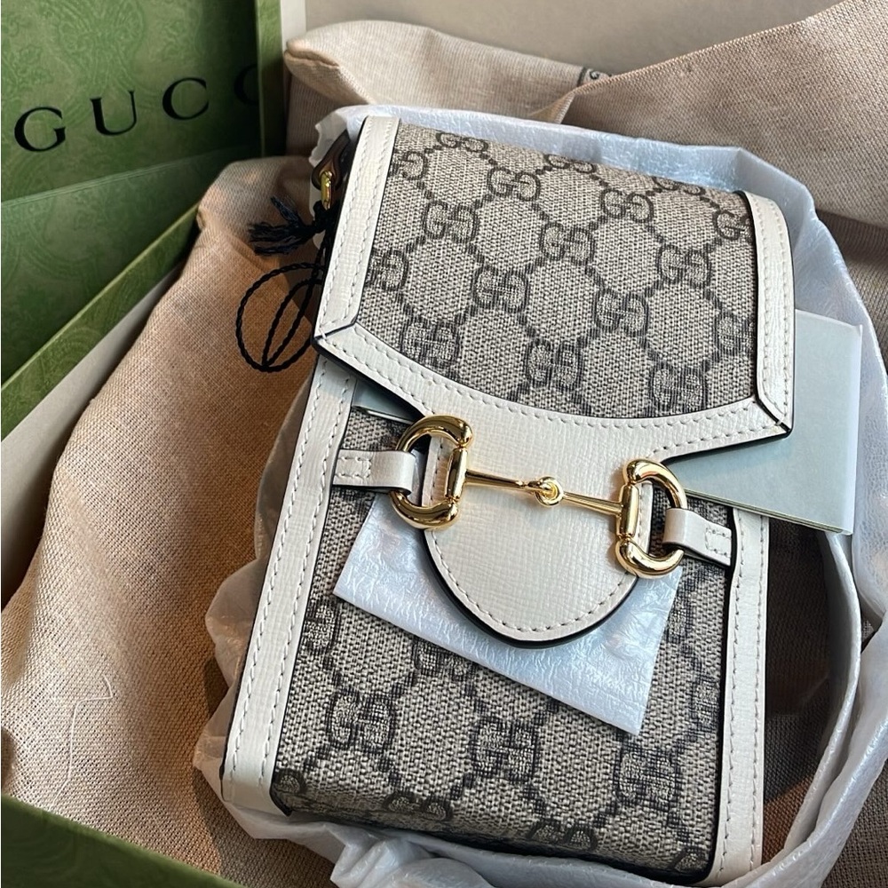 authentic Gucci Horsebit 1955 mini bag white